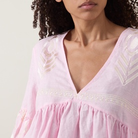 Feather Embroidered Top