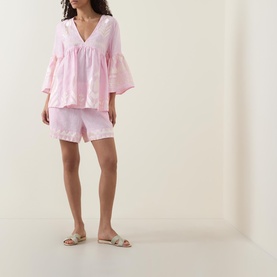 Feather Embroidered Top