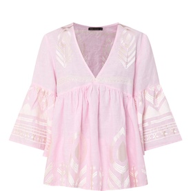 Feather Embroidered Top