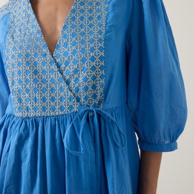 Cross Embroidered Mini Dress