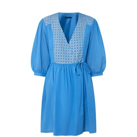 Cross Embroidered Mini Dress