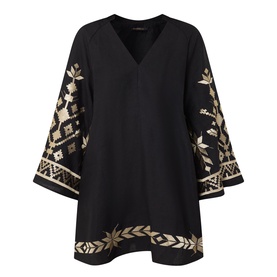 Ios Embroidered Linen Mini Dress