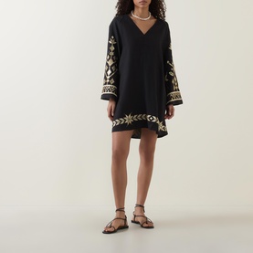 Ios Embroidered Linen Mini Dress