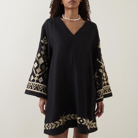 Ios Embroidered Linen Mini Dress