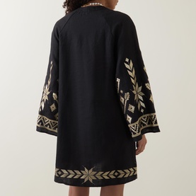 Ios Embroidered Linen Mini Dress