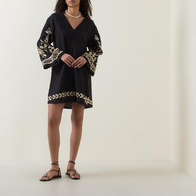Ios Embroidered Linen Mini Dress