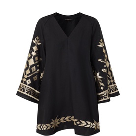 Ios Embroidered Linen Mini Dress