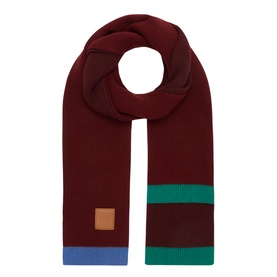 Logo Patch Ribbed Knit Scarf