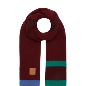 Logo Patch Ribbed Knit Scarf
