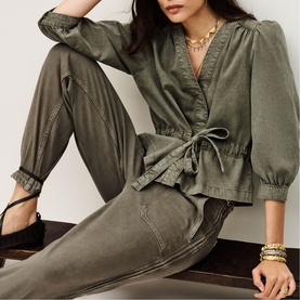 Olavina Denim Wrap Top