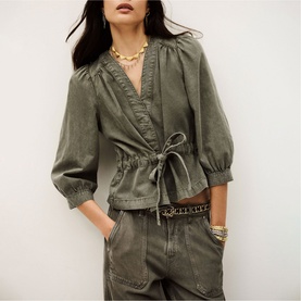 Olavina Denim Wrap Top