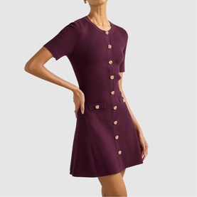 Mallory Petite Knitted Flared Mini Dress