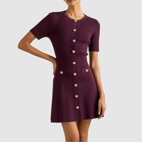 Mallory Petite Knitted Flared Mini Dress