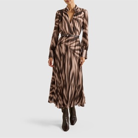 Skyla Abstract Pleated Flared Dress