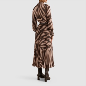Skyla Abstract Pleated Flared Dress
