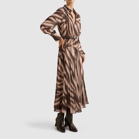 Skyla Abstract Pleated Flared Dress