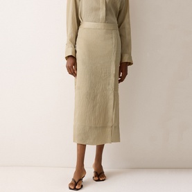 Textured Seam Side Slit Skirt