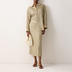 Textured Seam Side Slit Skirt