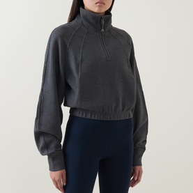 Scuba Cropped Half-Zip Waffle Sweatshirt