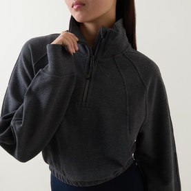 Scuba Cropped Half-Zip Waffle Sweatshirt