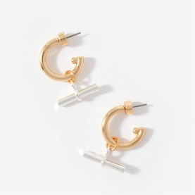 T-Bar Charm Hoop Earrings
