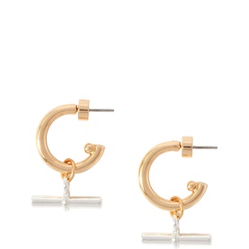 T-Bar Charm Hoop Earrings