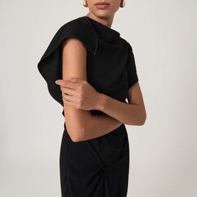 Saskia Asymmetric Draped Flared Dress