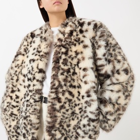 Algae Cheetah Faux Shearling Coat