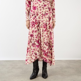 Sakura Floral Asymmetric Skirt