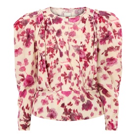 Zarga Puff-Shoulder Floral Blouse