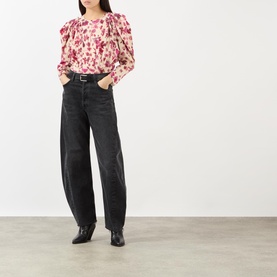 Zarga Puff-Shoulder Floral Blouse