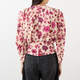 Zarga Puff-Shoulder Floral Blouse
