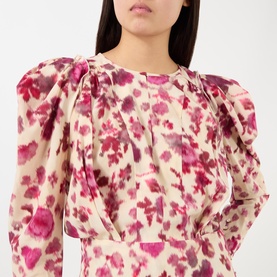 Zarga Puff-Shoulder Floral Blouse