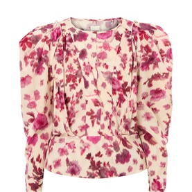 Zarga Puff-Shoulder Floral Blouse