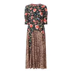 Meg Butterfly Leopard Pleated Dress