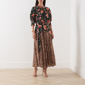 Meg Butterfly Leopard Pleated Dress