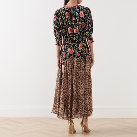 Meg Butterfly Leopard Pleated Dress