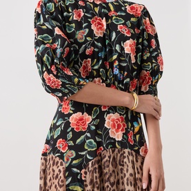 Meg Butterfly Leopard Pleated Dress