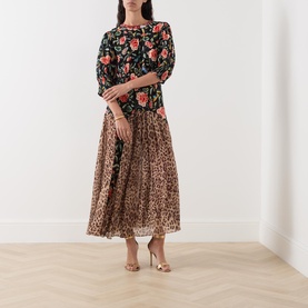 Meg Butterfly Leopard Pleated Dress
