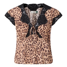 Elaine Leopard Lace-Trim Top