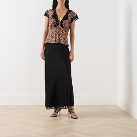 Elaine Leopard Lace-Trim Top