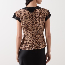 Elaine Leopard Lace-Trim Top