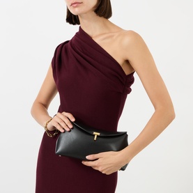 T-Lock Leather Clutch