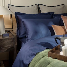 400 Thread Count Sateen Oxford Pillowcase Pair Navy