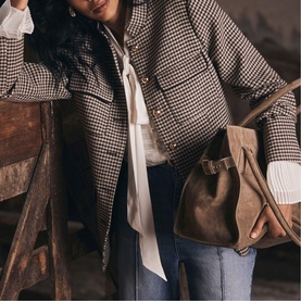 Check Print Military Jacket