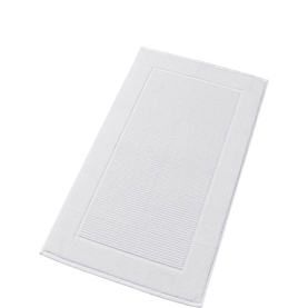 Christys Supreme Hygro Bath Mat in white, 100% cotton with ribbed border detail, rectangular shape