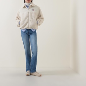 Flag Logo Faux Teddy Jacket