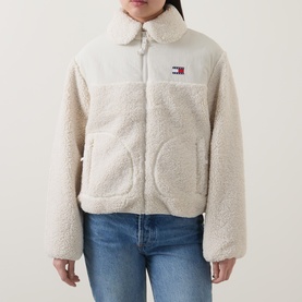 Flag Logo Faux Teddy Jacket