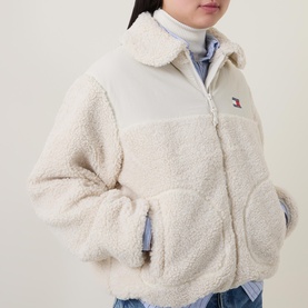 Flag Logo Faux Teddy Jacket