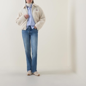 Flag Logo Faux Teddy Jacket